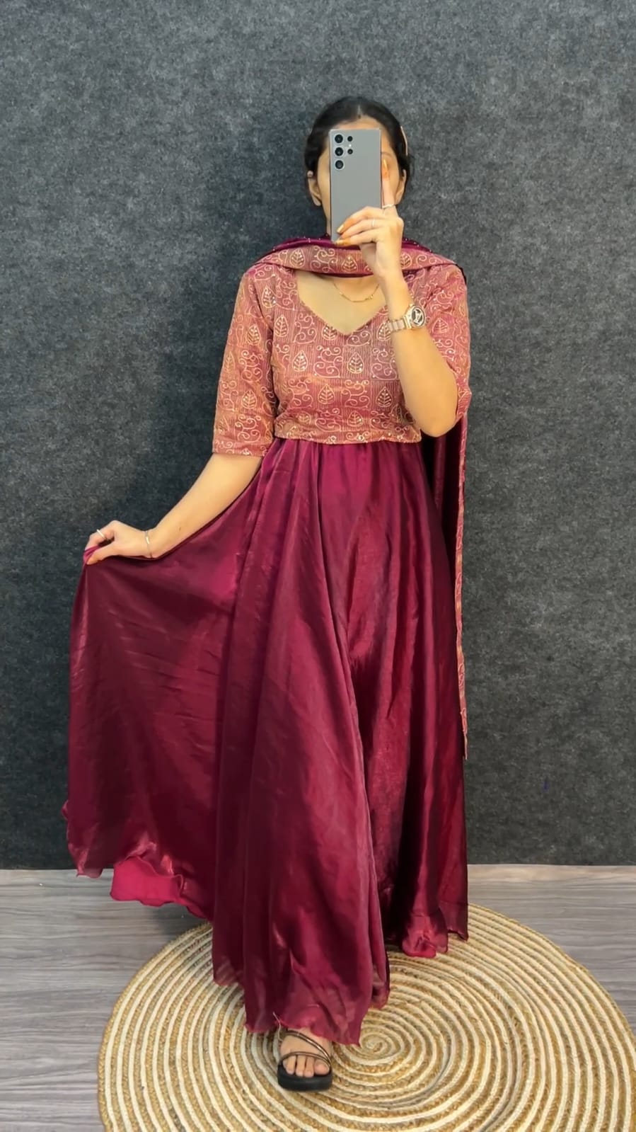 Premium Space Silk With Thread & sequence work