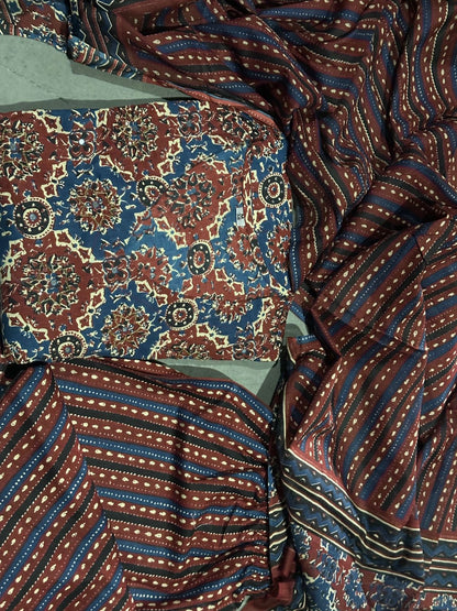 COTTON AJRAKH PRINT ANARKALI KURTI