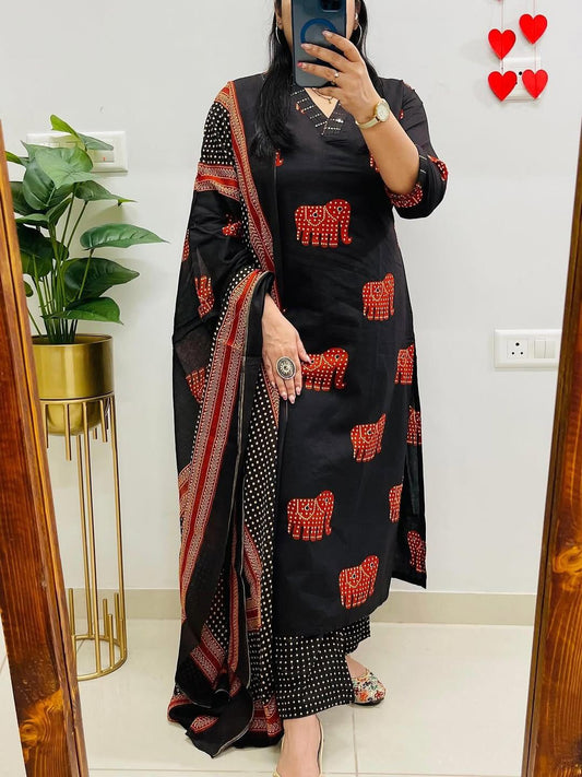 Cotton Fabric designer festive wear frock style kurti with pattern pant