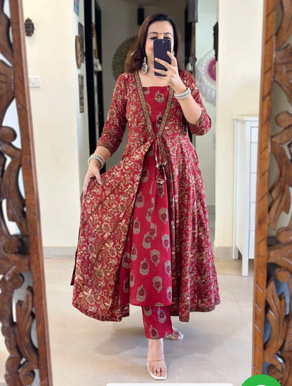 Printed With Hand Work Anarkali Kurta Duppata Set