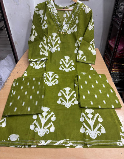 Straight  kurta set with new style... parrten