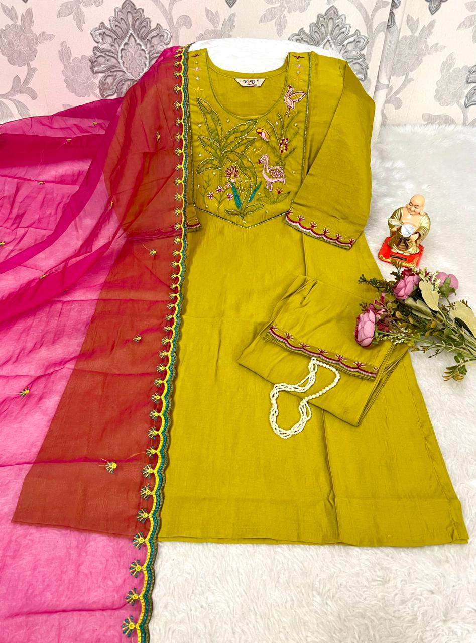 SILK PANT WITH ORANGA DUPPTA SETS