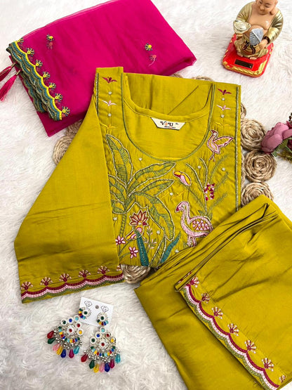 SILK PANT WITH ORANGA DUPPTA SETS