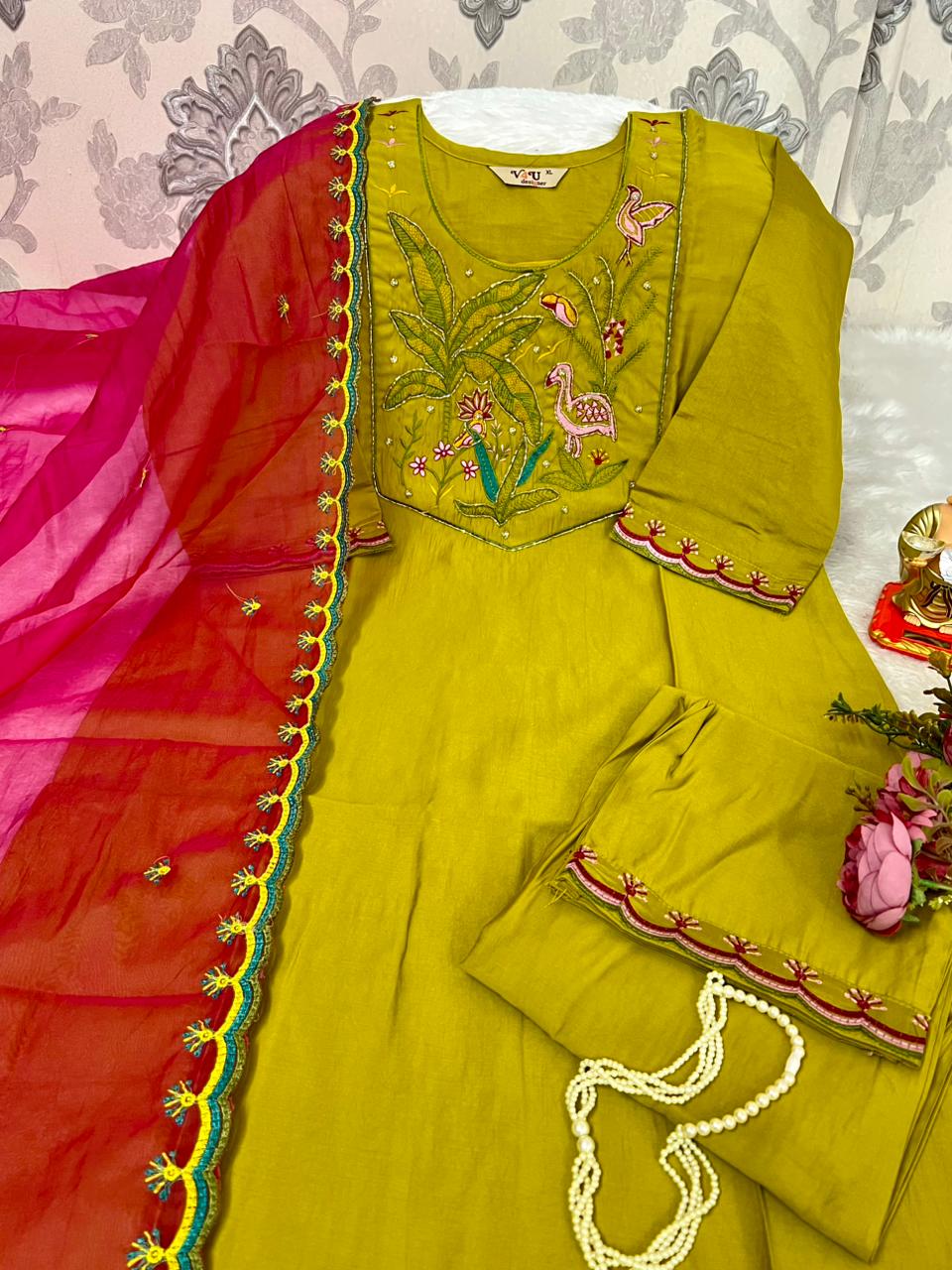 SILK PANT WITH ORANGA DUPPTA SETS