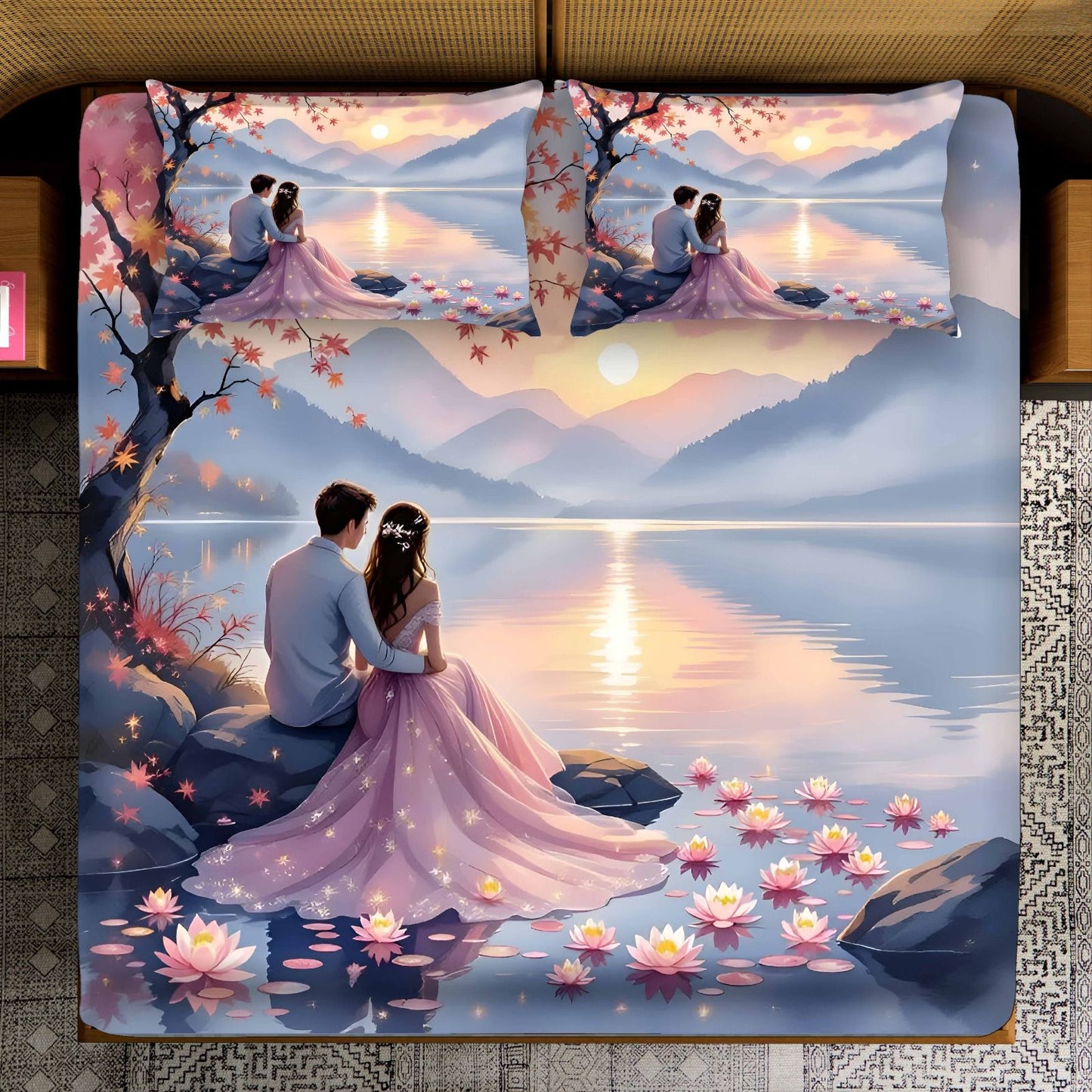 Super King Size 7D Digital Prints Bedsheet Set