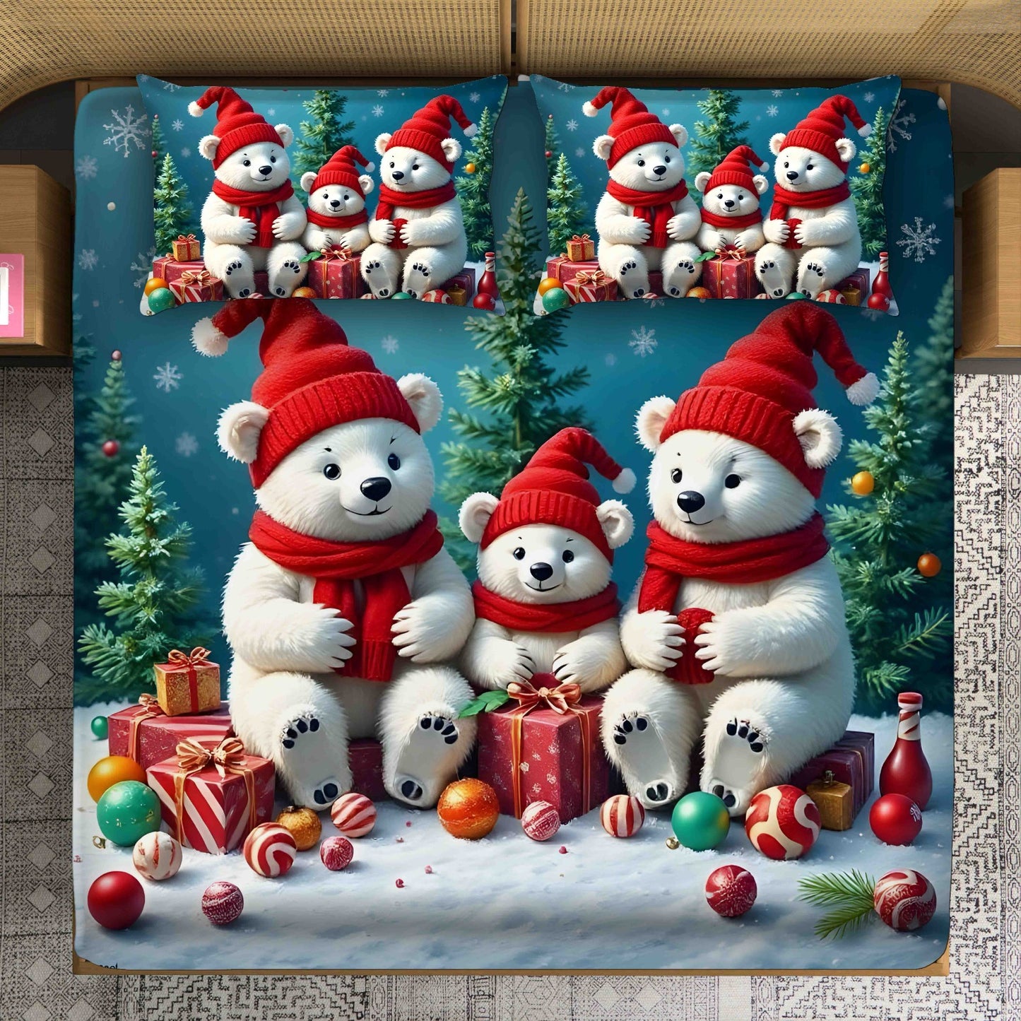 Super King Size 7D Digital Prints Bedsheet Set