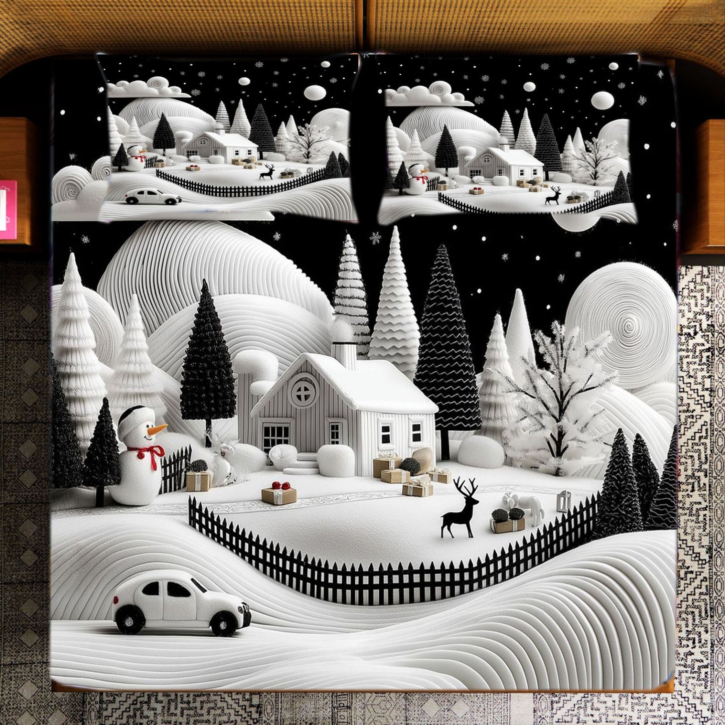 Super King Size 7D Digital Prints Bedsheet Set