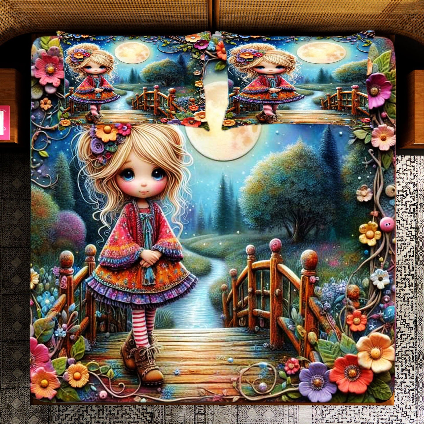 Super King Size 7D Digital Prints Bedsheet Set