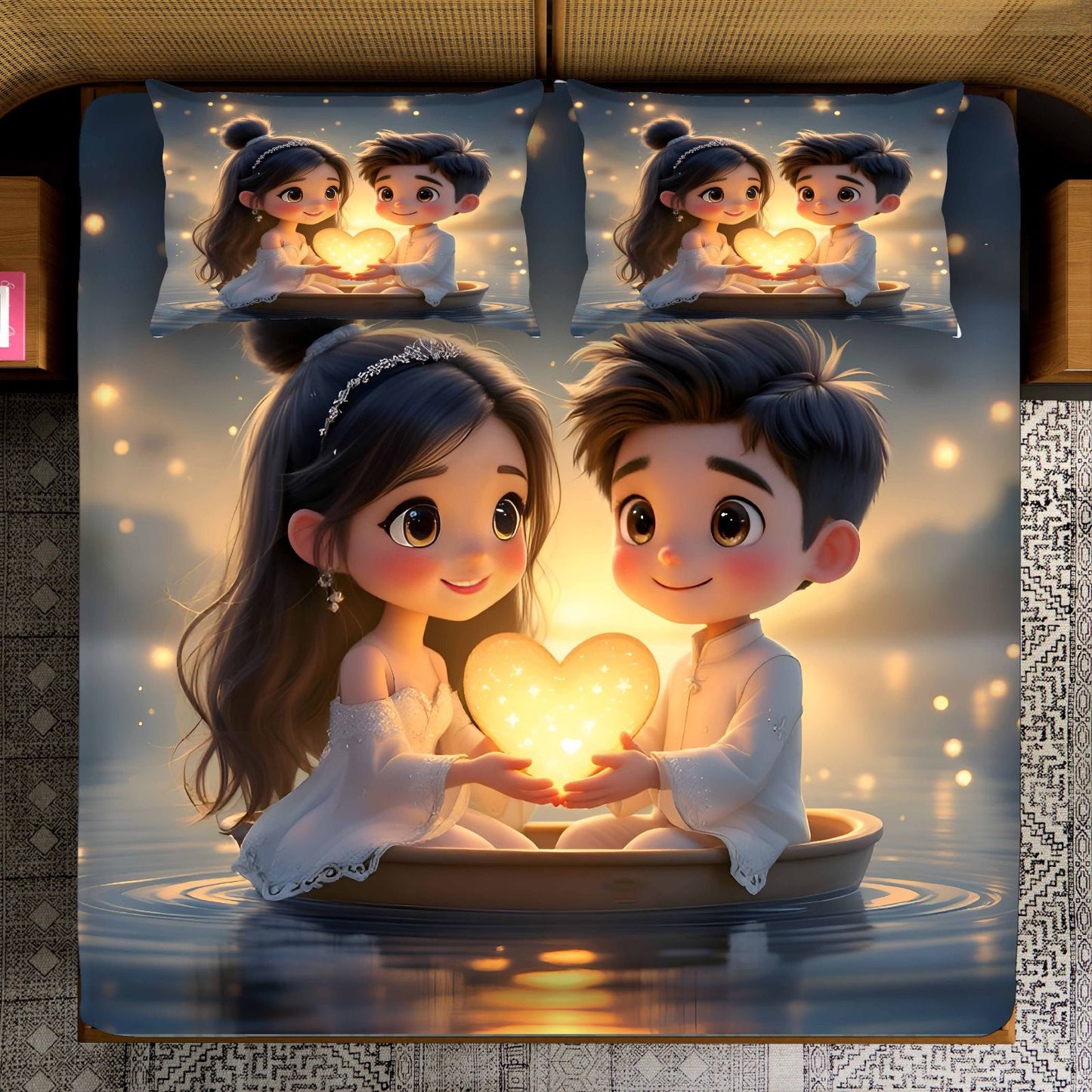 Super King Size 7D Digital Prints Bedsheet Set