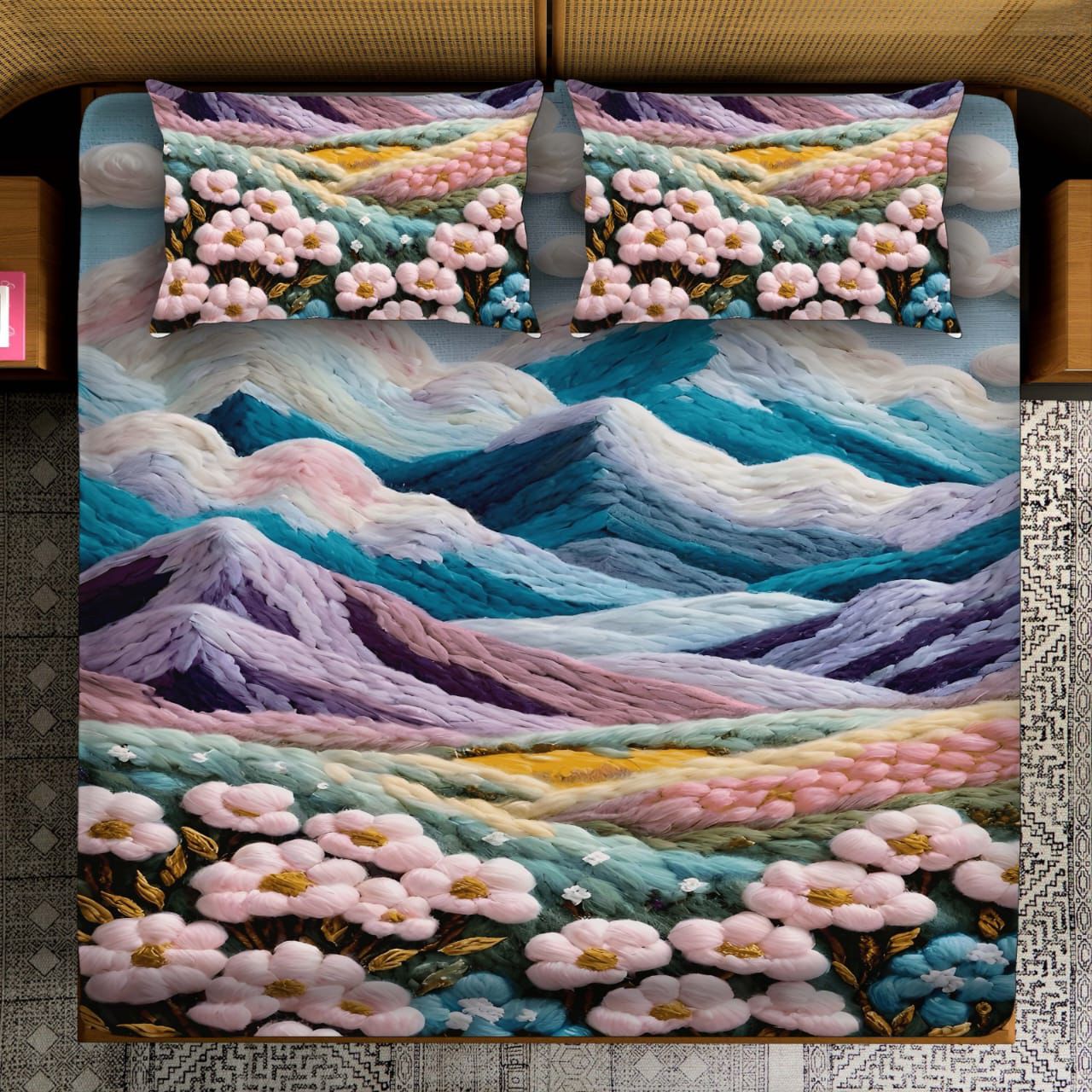 Super King Size 7D Digital Prints Bedsheet Set