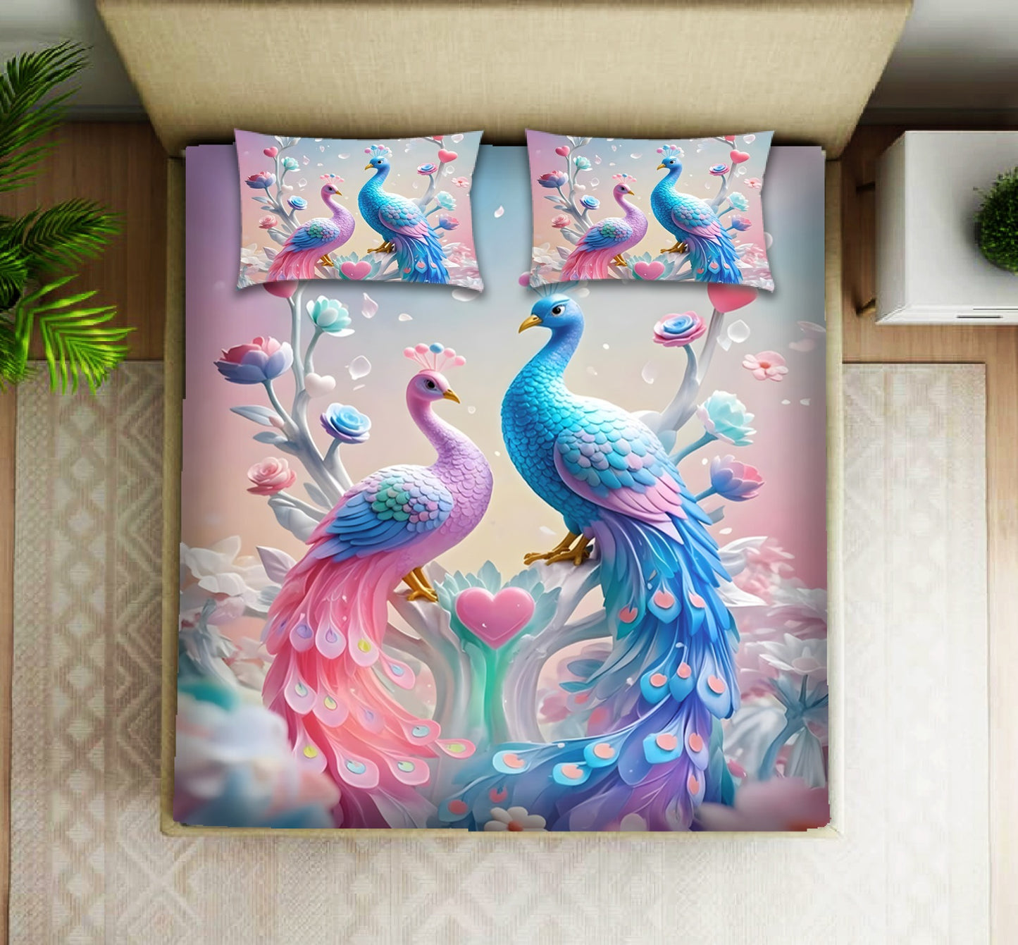 Super King Size 7D Digital Prints Bedsheet Set