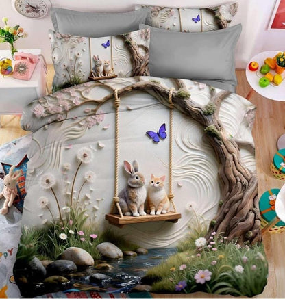 Super King Size 7D Digital Prints Bedsheet Set