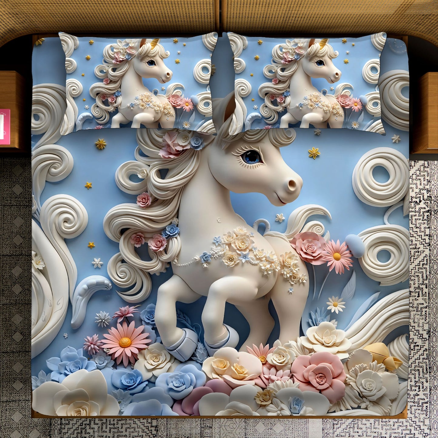 Super King Size 7D Digital Prints Bedsheet Set