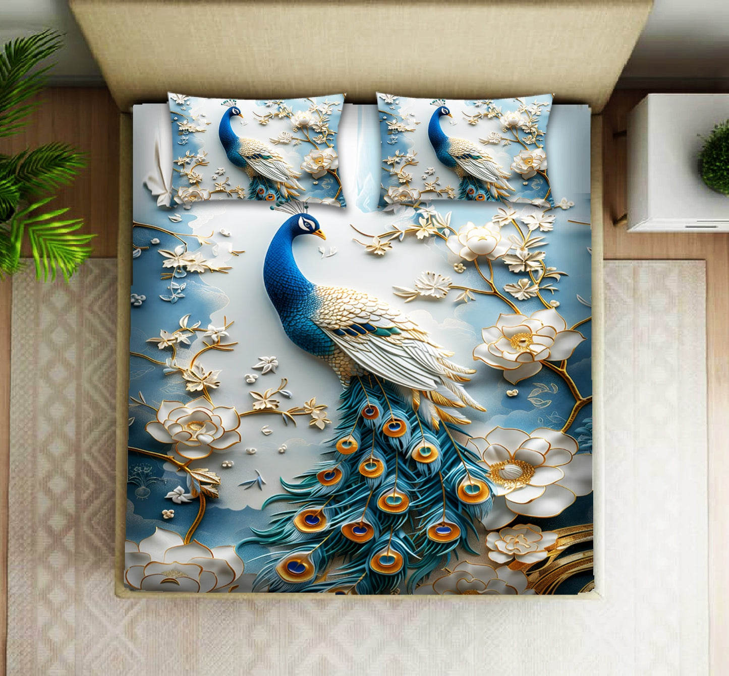 Super King Size 7D Digital Prints Bedsheet Set