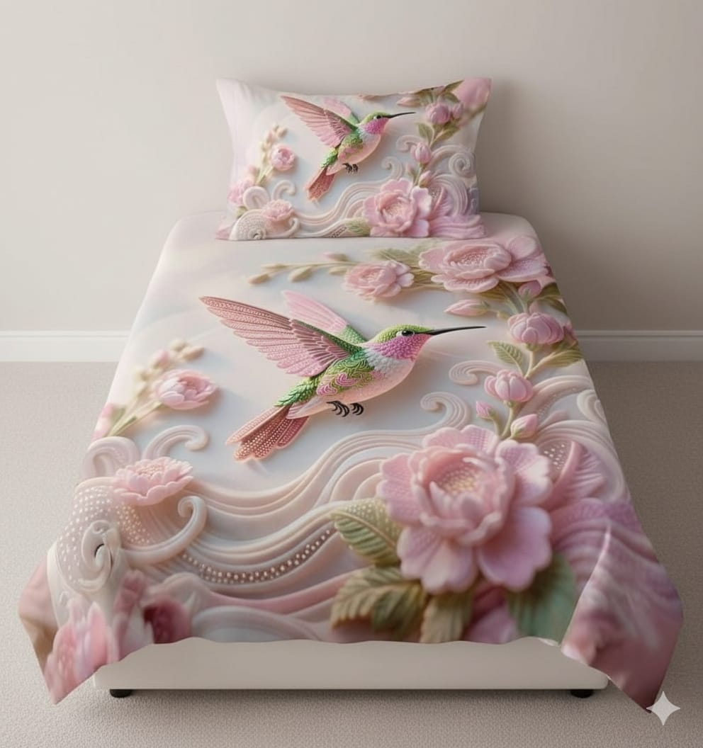 7D Digital Prints  Single Bedsheet Set