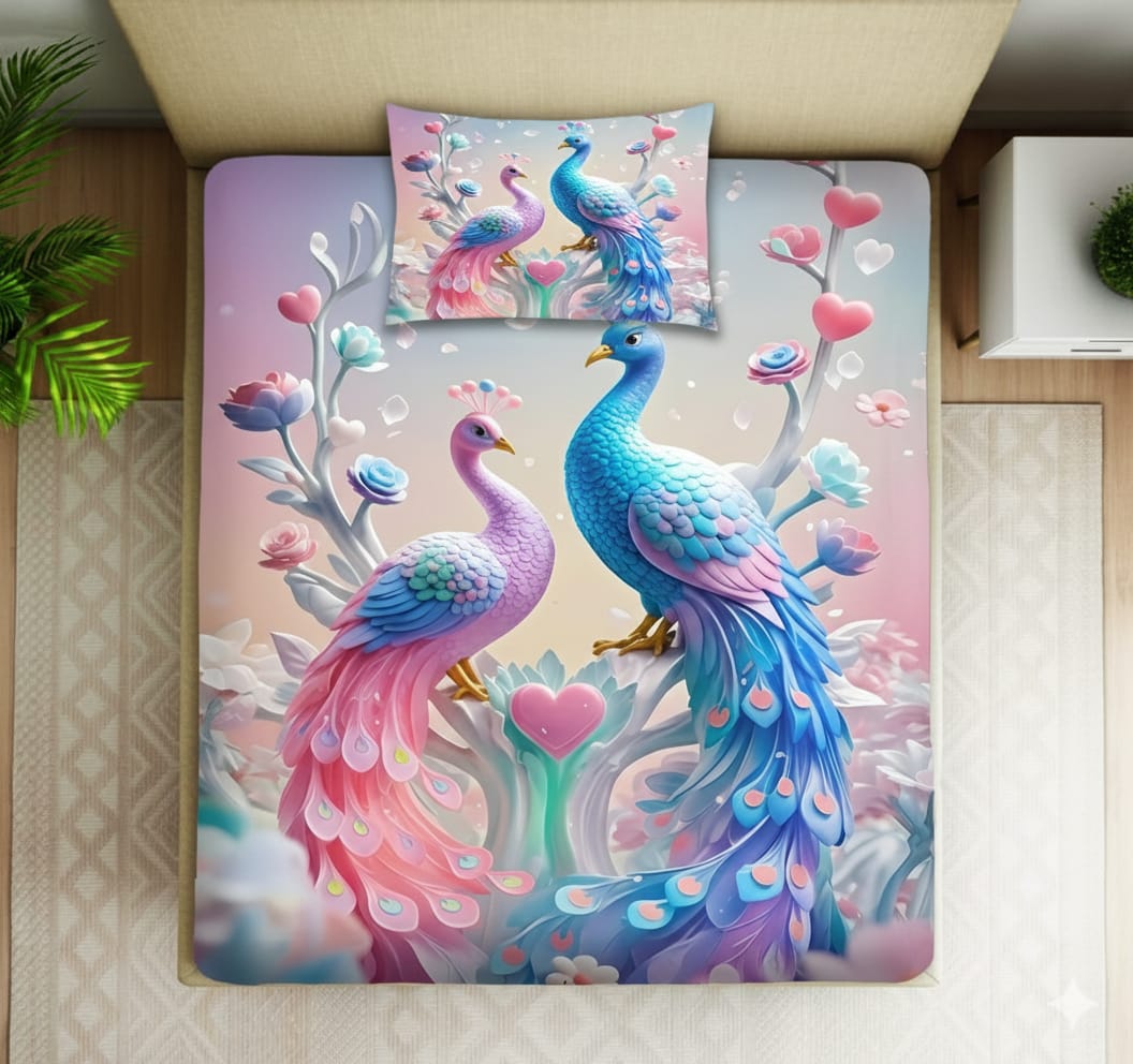 7D Digital Prints  Single Bedsheet Set