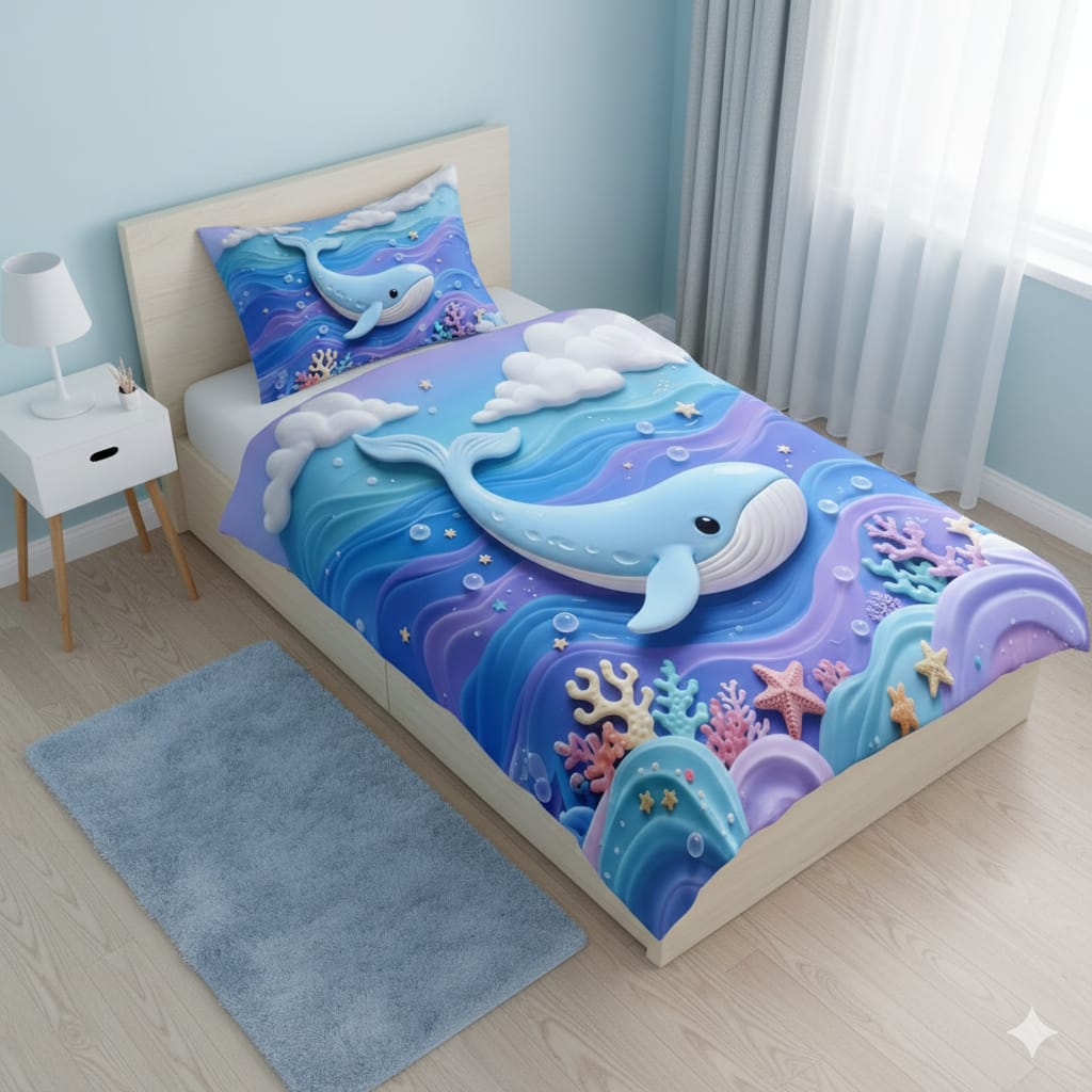 7D Digital Prints  Single Bedsheet Set