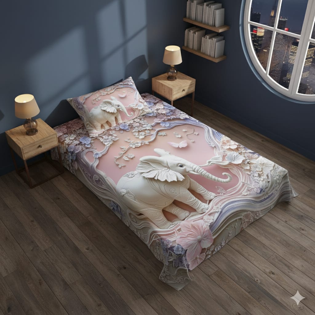 7D Digital Prints  Single Bedsheet Set