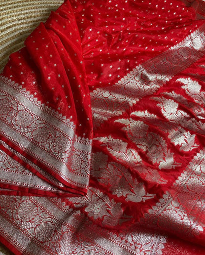 Dyeble Semi Kataan georget saree