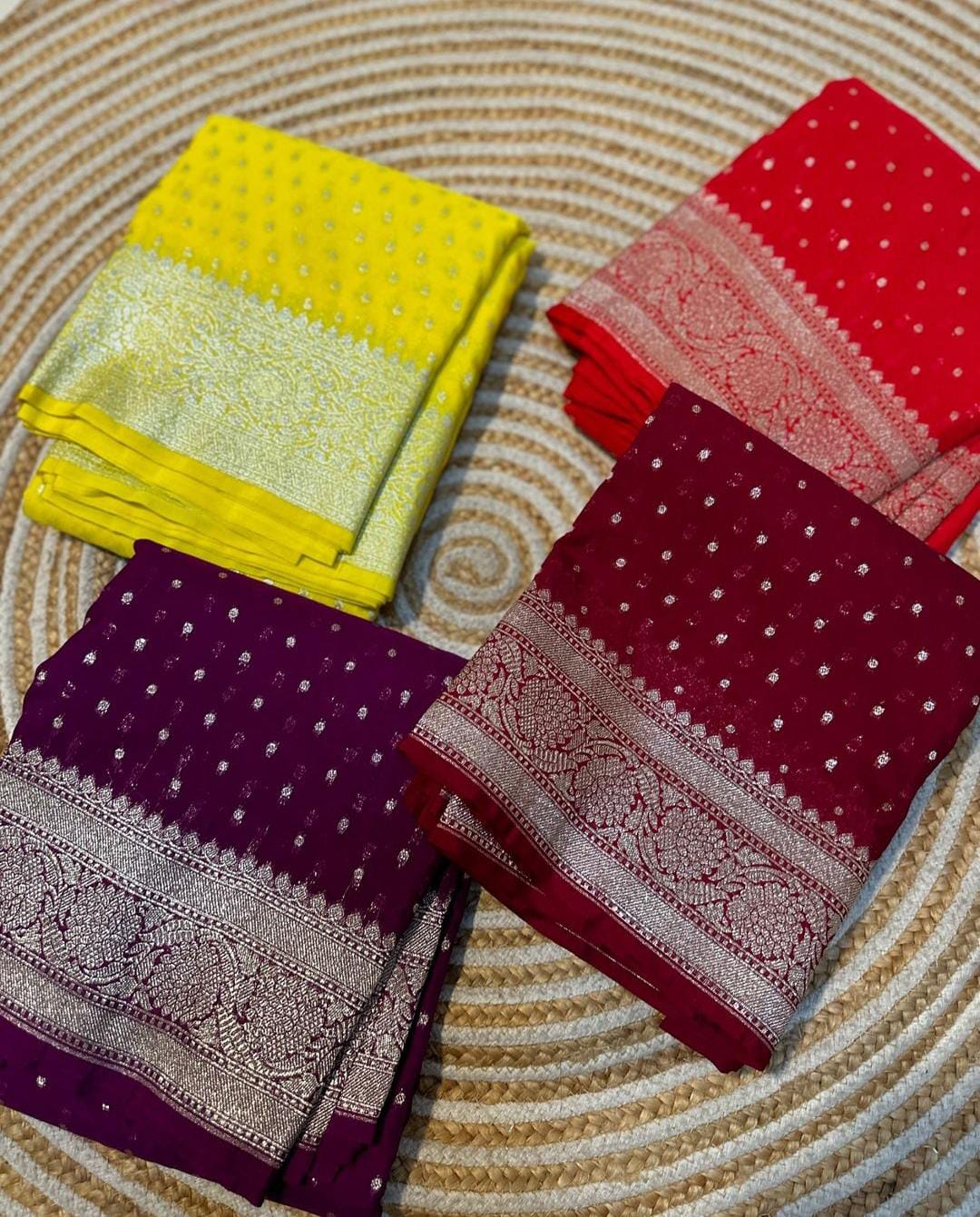 Dyeble Semi Kataan georget saree