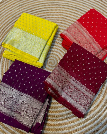 Dyeble Semi Kataan georget saree