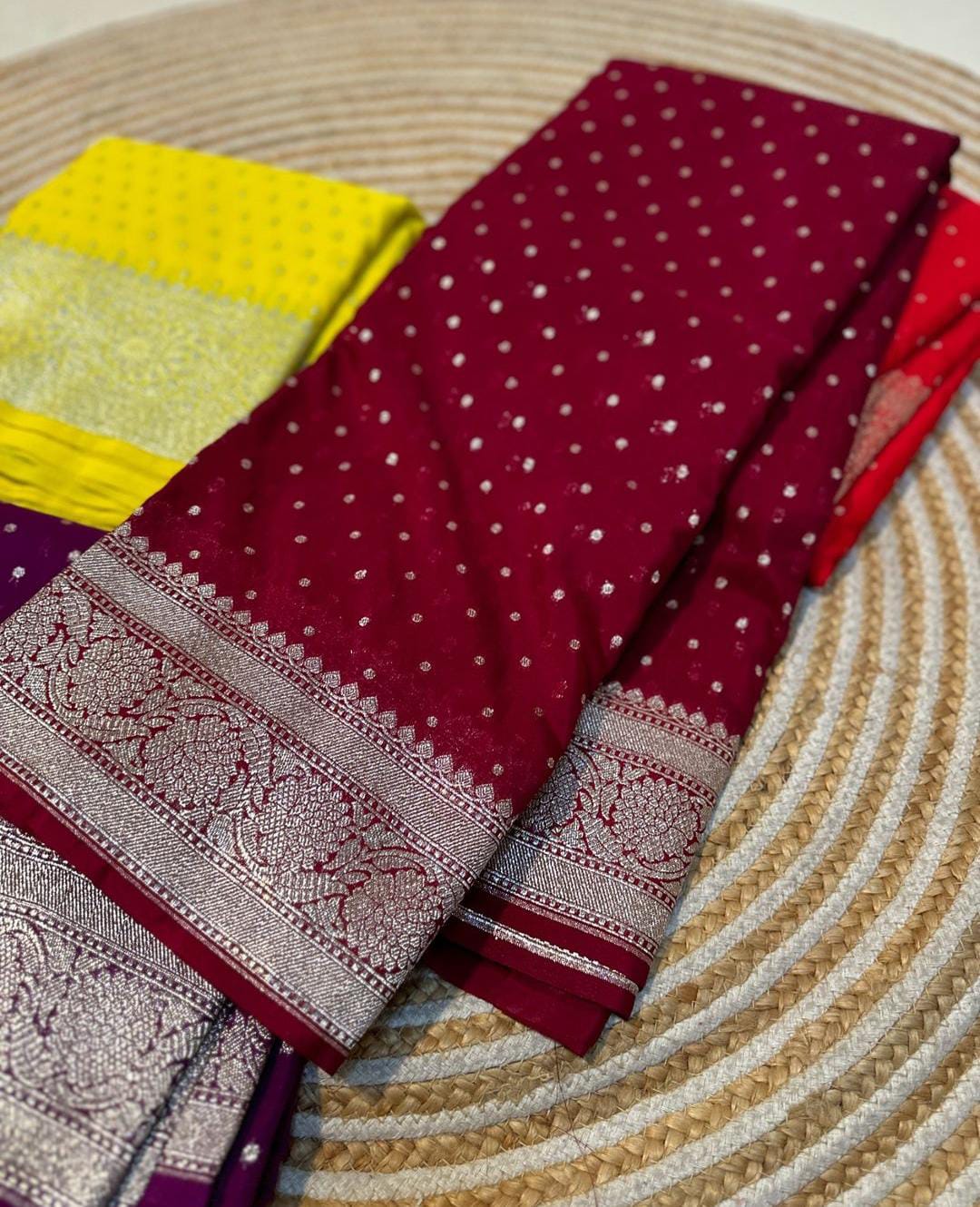 Dyeble Semi Kataan georget saree