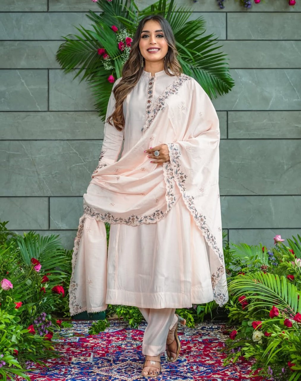 Embroidered With Flared Kurti
