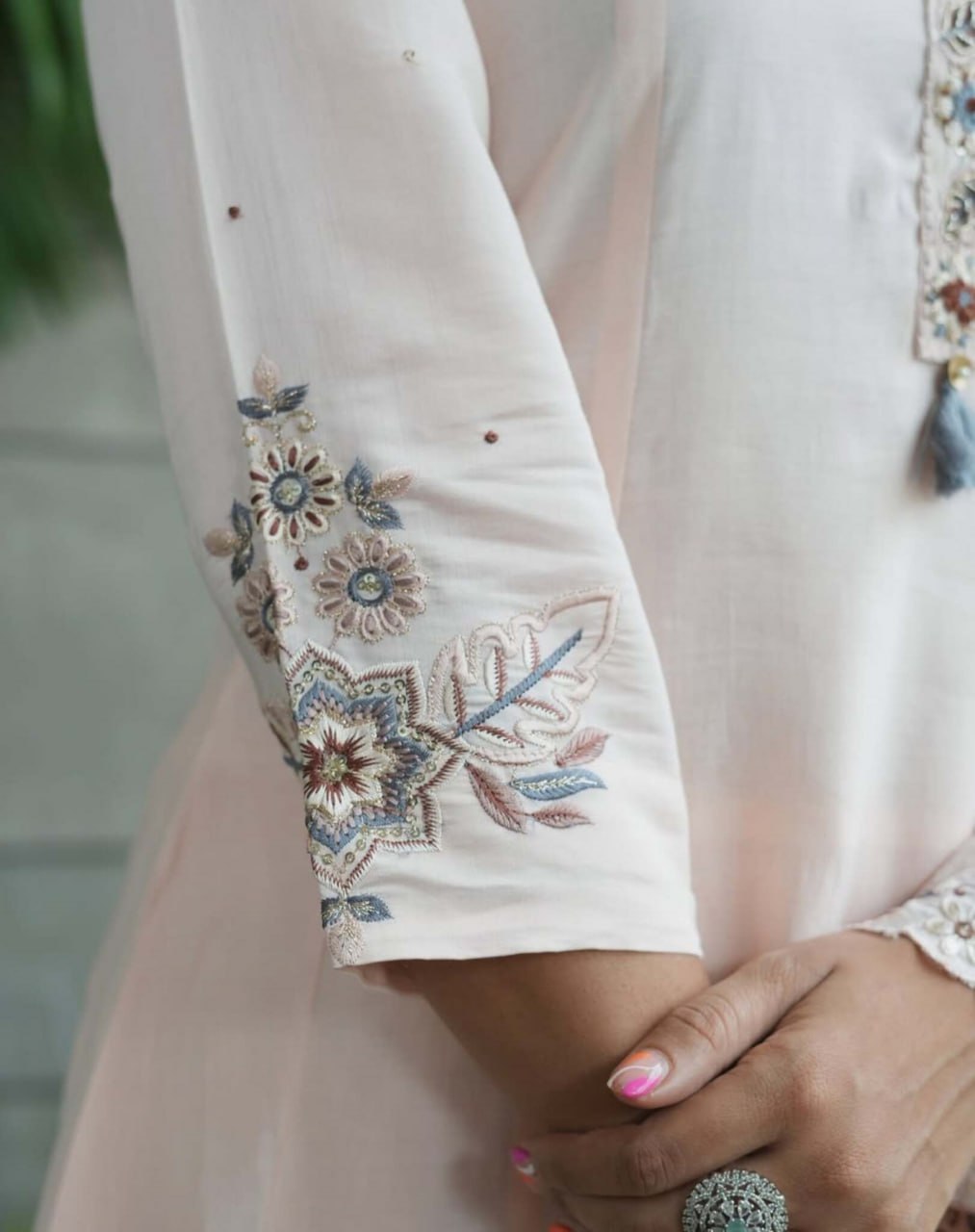 Embroidered With Flared Kurti