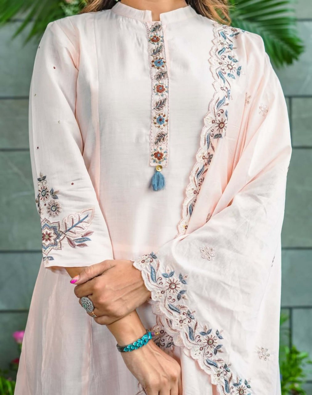 Embroidered With Flared Kurti