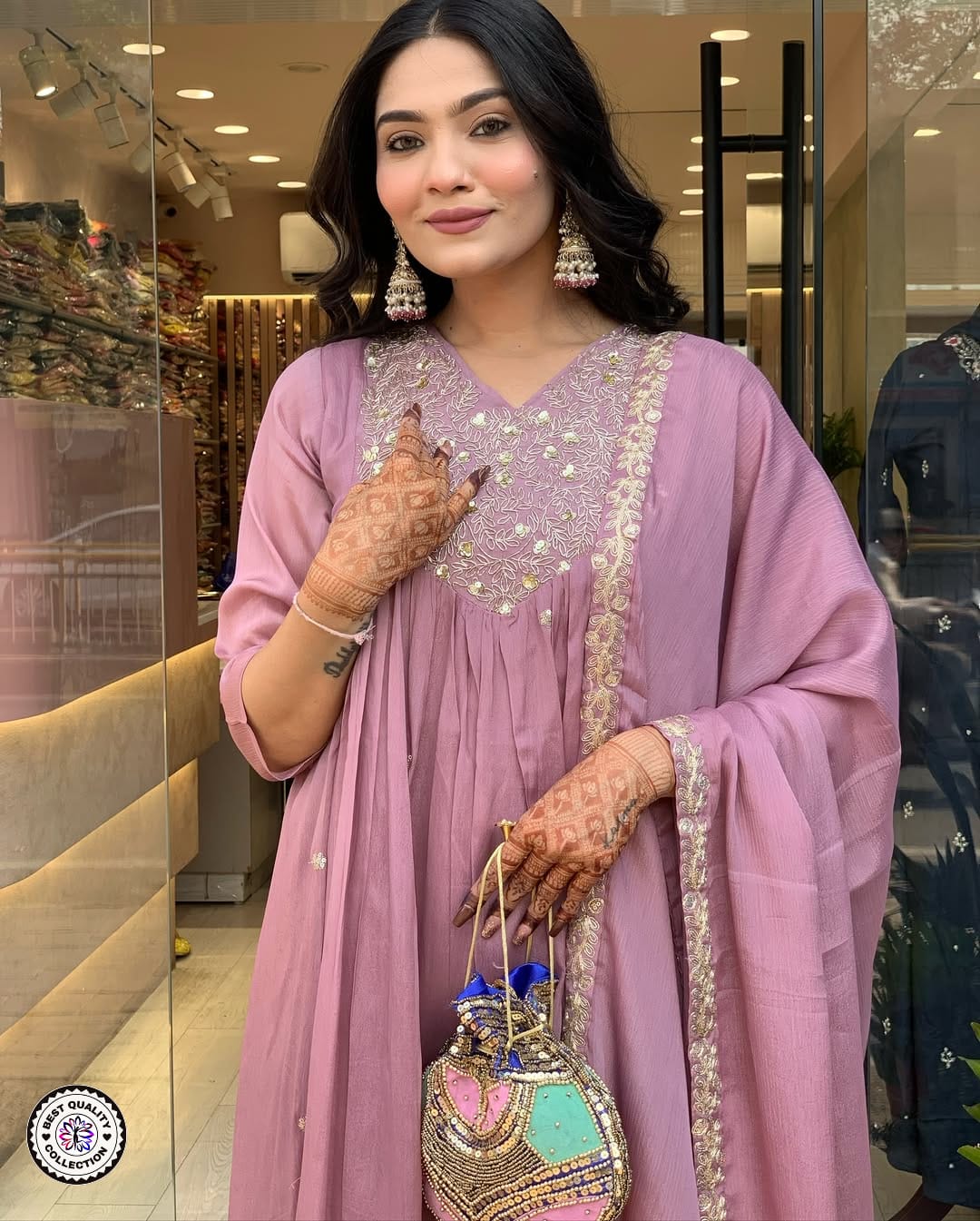 Chinon  Embroidered Kurti