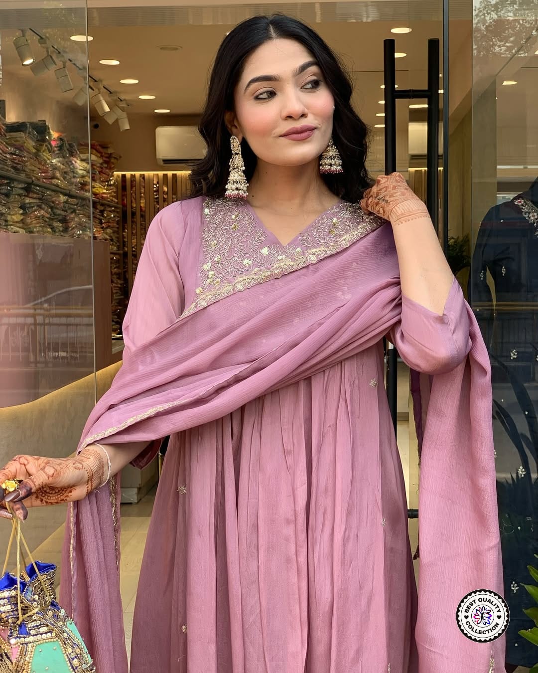 Chinon  Embroidered Kurti