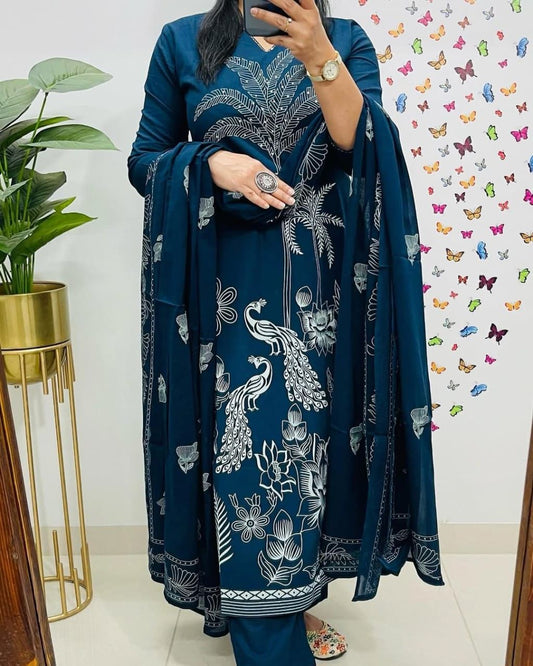 Pure fine Cotton fabric   Kurti with Pant with cotton 100-100 Dupatta