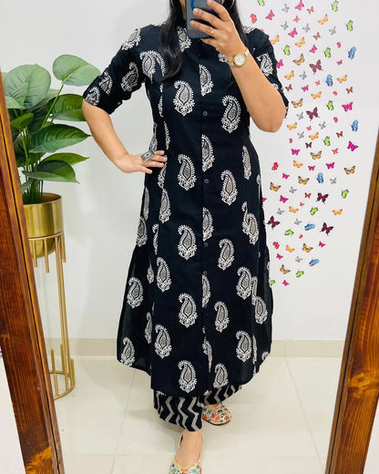 Aline kurti pattern paired with Ankle length pant
