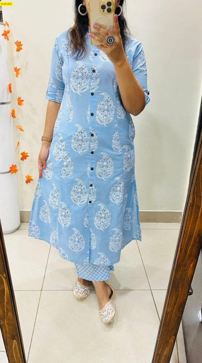 Aline kurti pattern paired with Ankle length pant