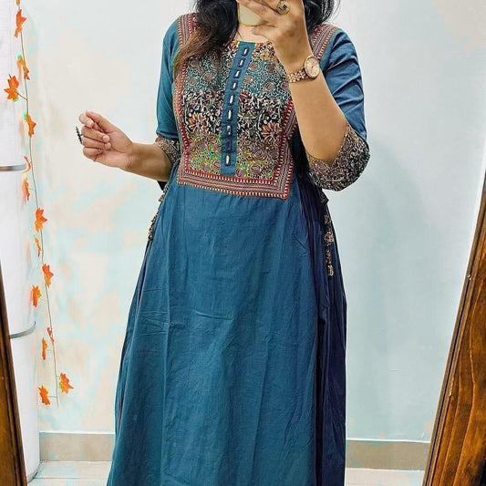 Designer heavy kurti plazzo set in premium cotton febric