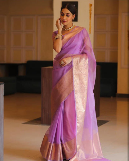 SOLID KORA ORGANZA SAREE