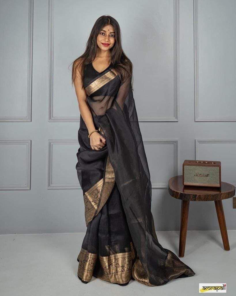 SOLID KORA ORGANZA SAREE
