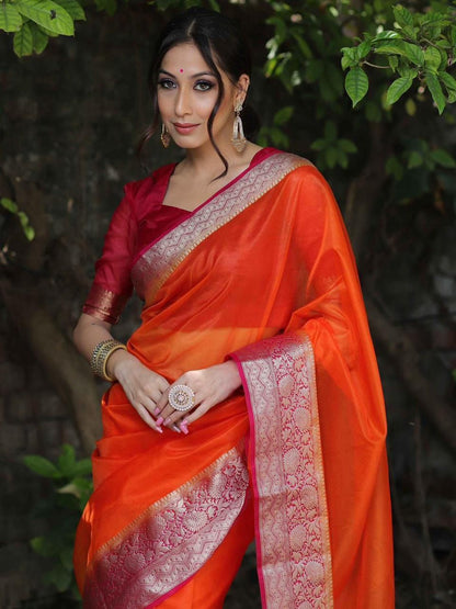 SOLID KORA ORGANZA SAREE