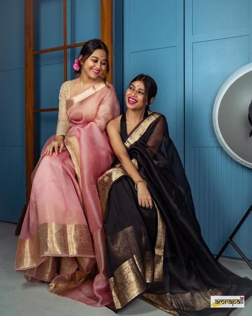 SOLID KORA ORGANZA SAREE