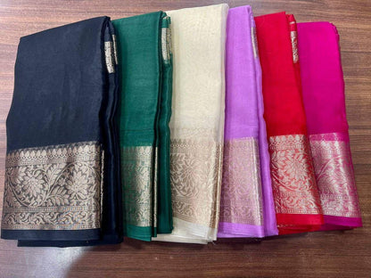 SOLID KORA ORGANZA SAREE