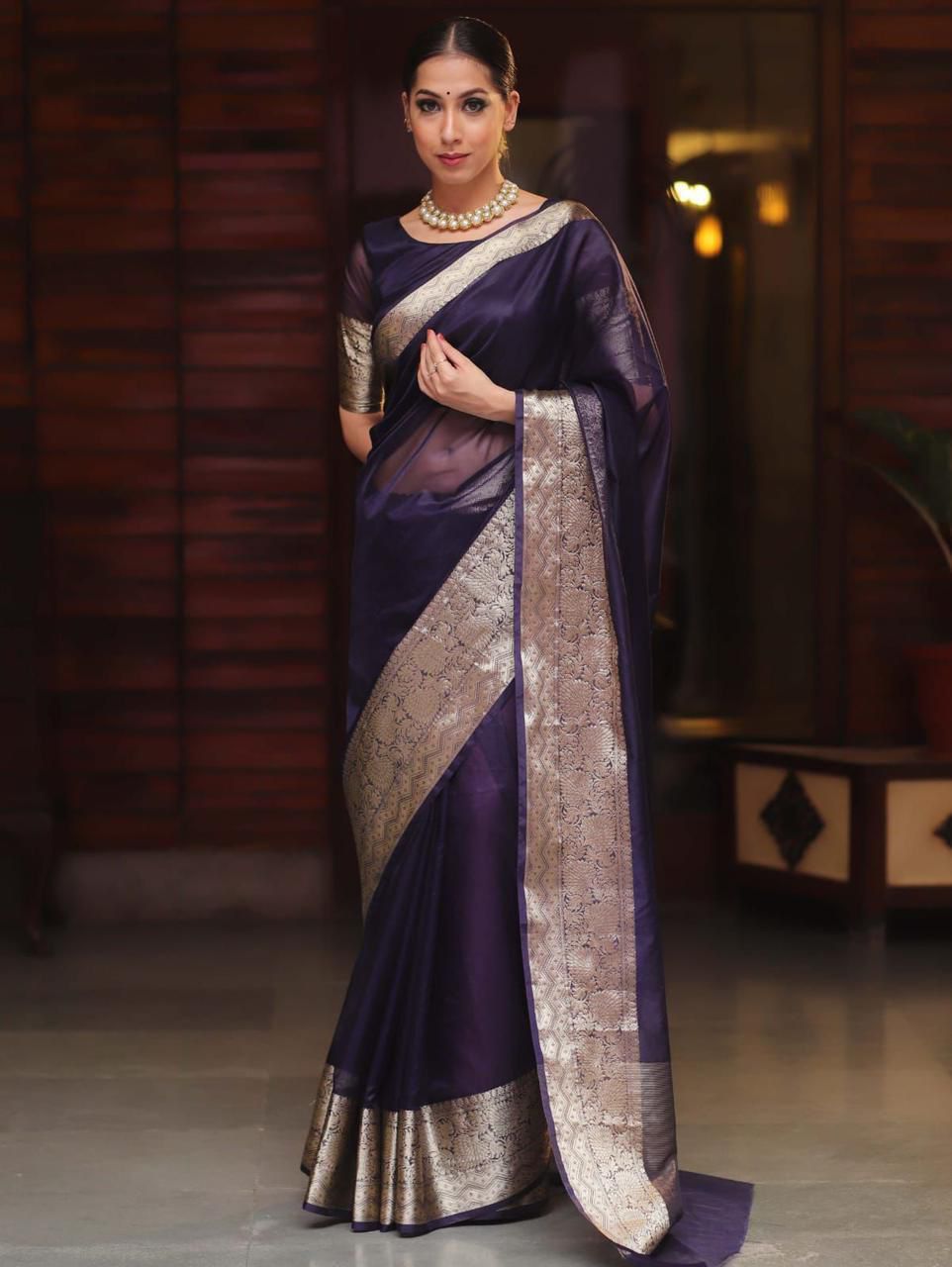 SOLID KORA ORGANZA SAREE