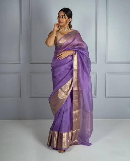 SOLID KORA ORGANZA SAREE
