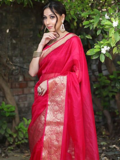 SOLID KORA ORGANZA SAREE