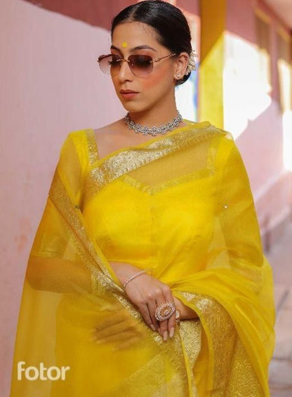 SOLID KORA ORGANZA SAREE