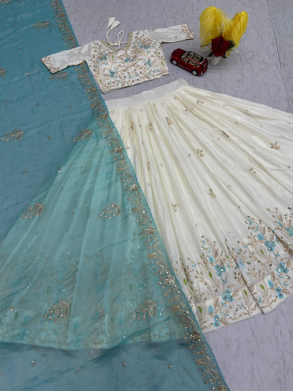 Embroidery Thread and Sequence Work Lehenga Choli