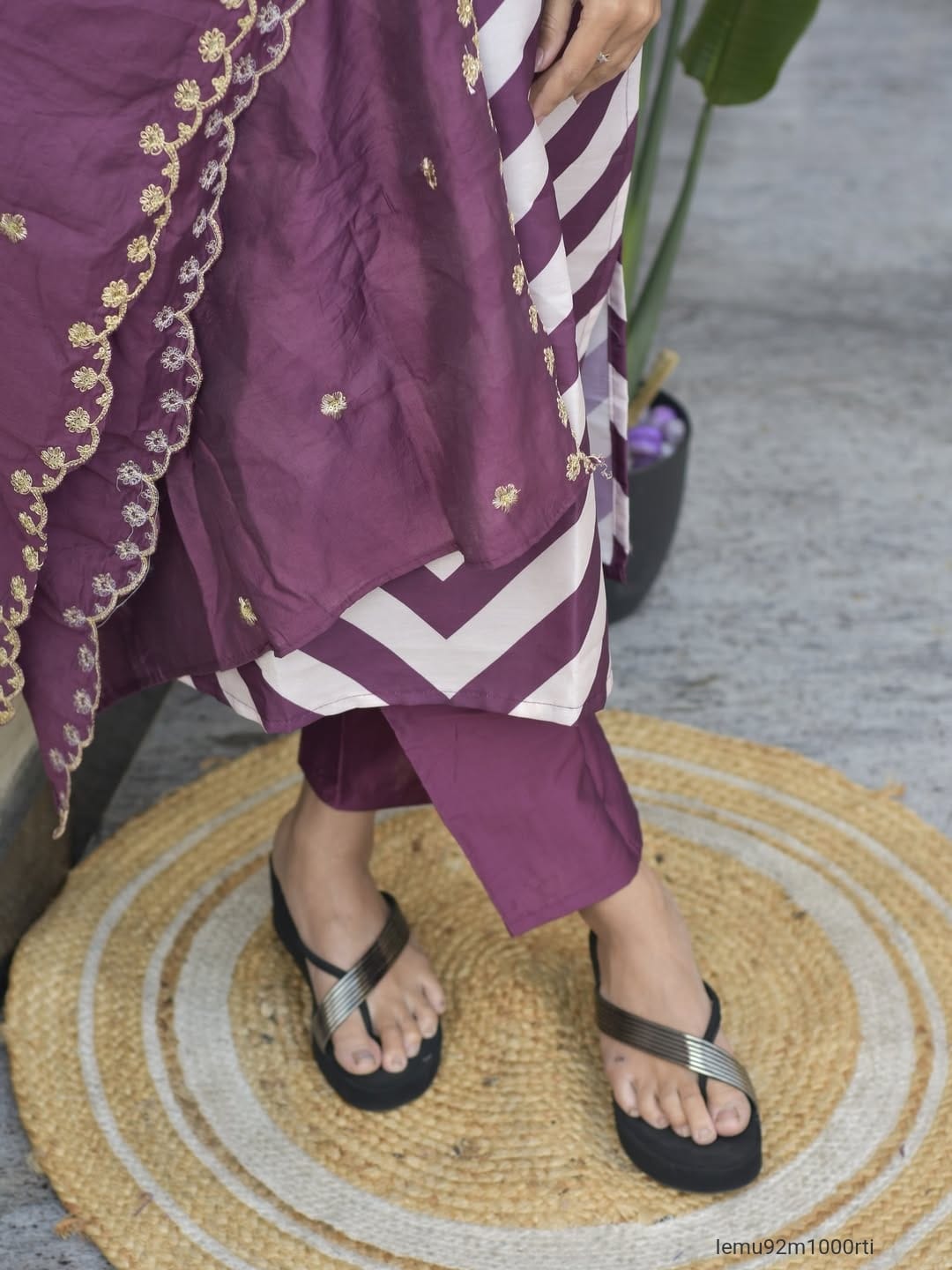 Chanderi With Full Hand Work Pent Dupatta Set