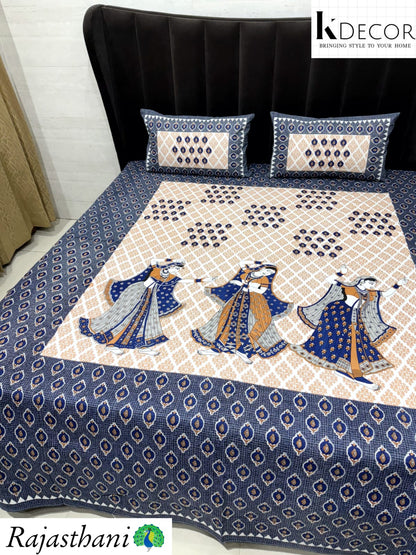 King Size Pure Cotton Panel Print Bedsheet Set