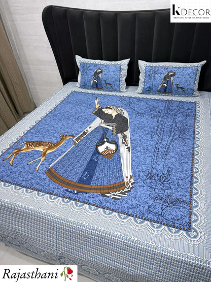 King Size Pure Cotton Panel Print Bedsheet Set