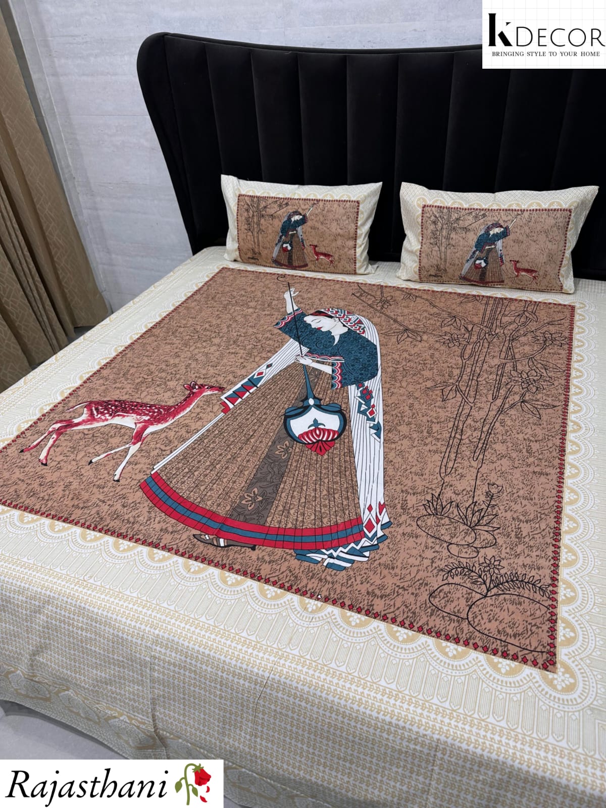 King Size Pure Cotton Panel Print Bedsheet Set