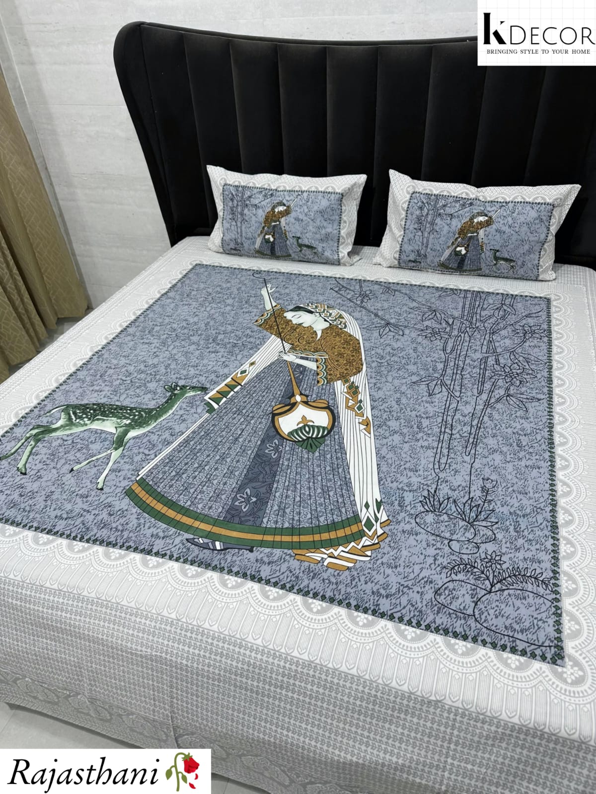 King Size Pure Cotton Panel Print Bedsheet Set